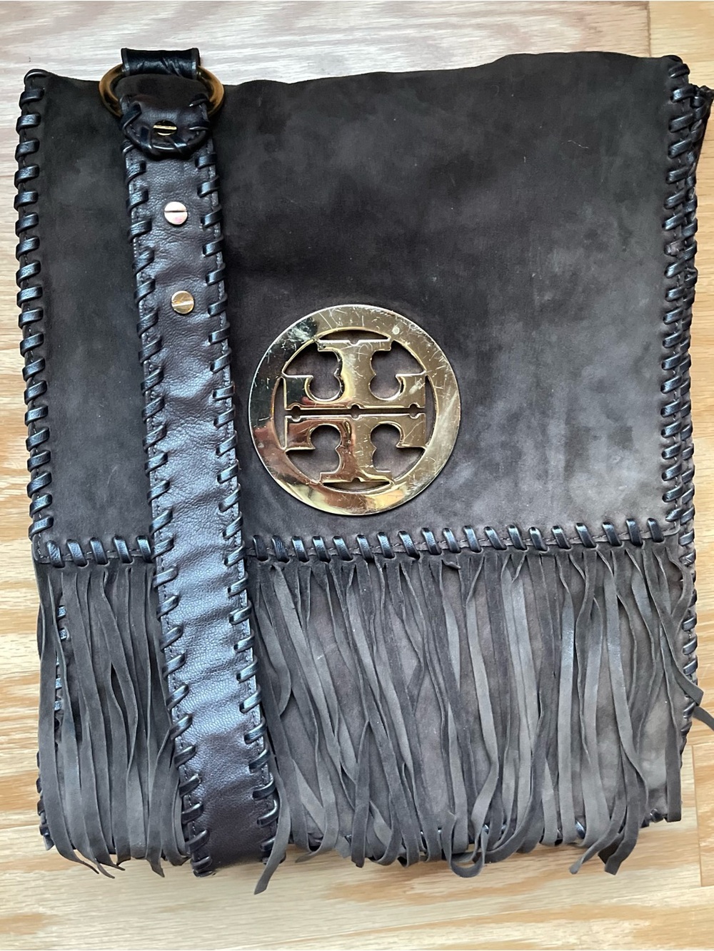 Tory Burch Chocolate Brown Suede Fringe Crossbody Bag - Picture 11 of 11